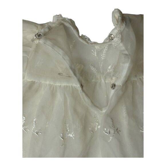 1950's Carol Joy Creation Christening Dress Sheer Satin Ribbons Lace White Gown - Picture 7 of 14